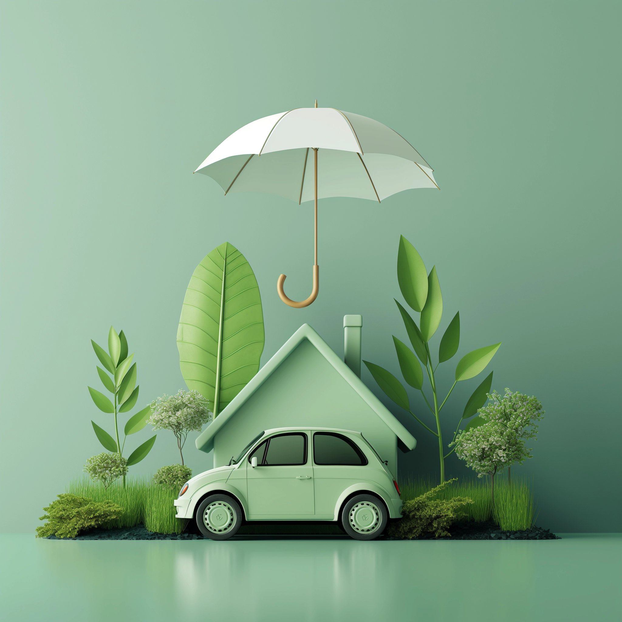 Car and home protected by insurance umbrella.